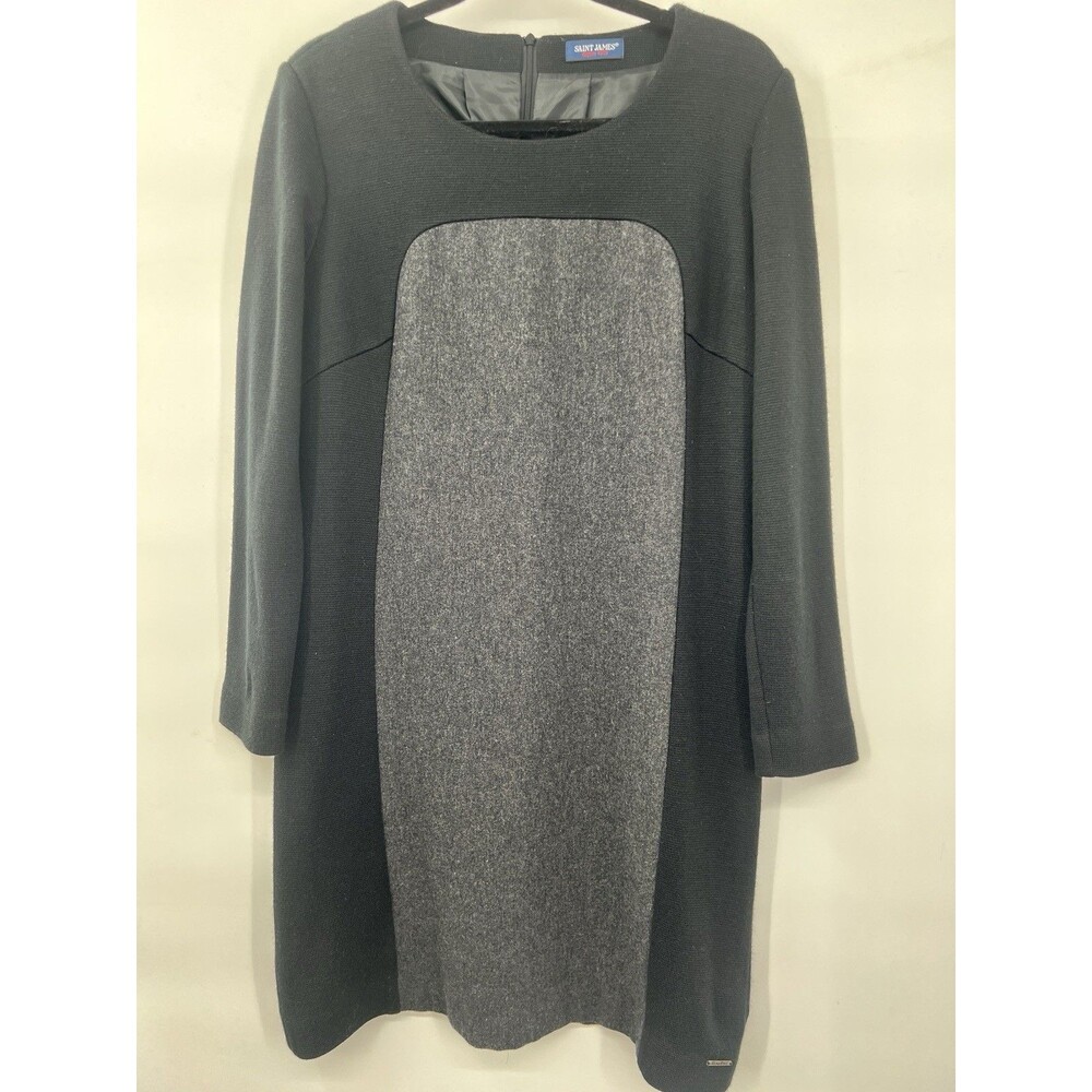 Saint James Dress Vintage Wool Blend Fully Lined Long Sleeve Shift Size 12 US
